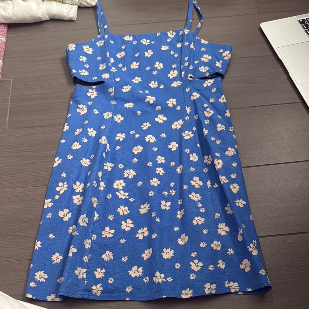 Zara Blue and White Spaghetti Strap Sundress